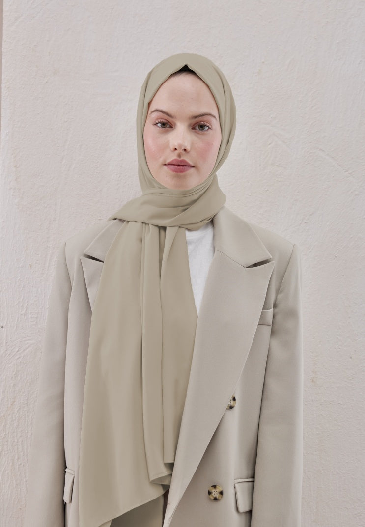 Premium Chiffon Hijab | Taupe Sage