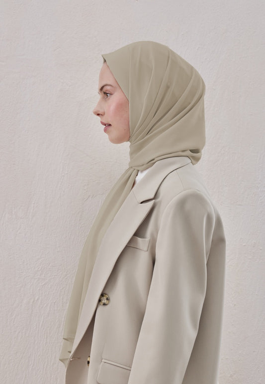 Premium Chiffon Hijab | Taupe Sage