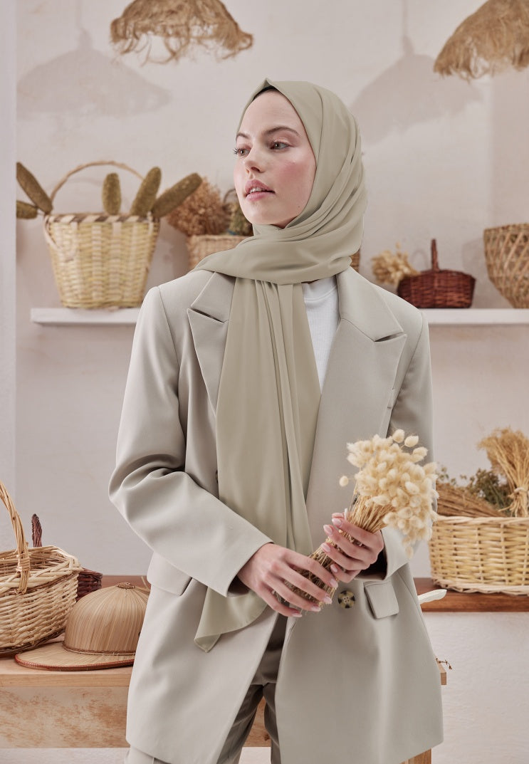 Premium Chiffon Hijab | Taupe Sage