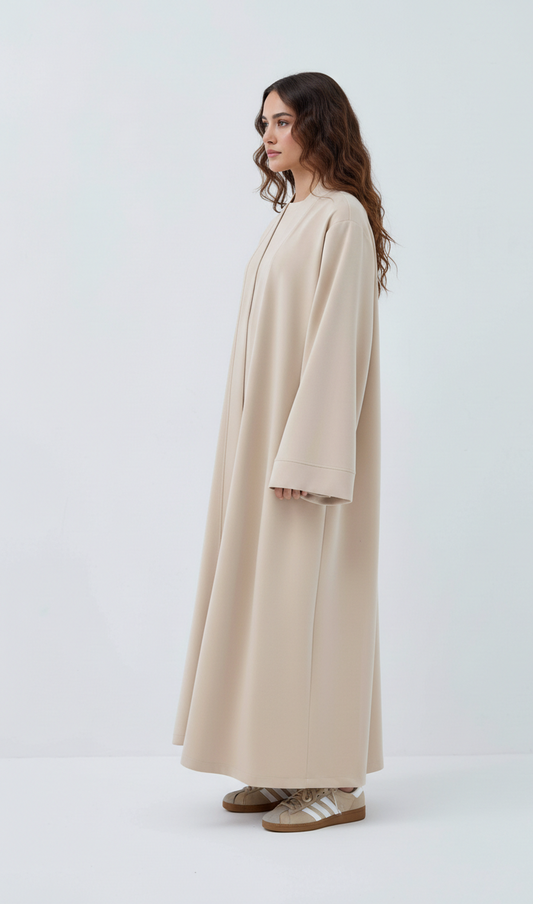 Essential Abaya Set | Jersey Cotton-Feel Two-Piece Abaya Set | Light Mocha | Stone