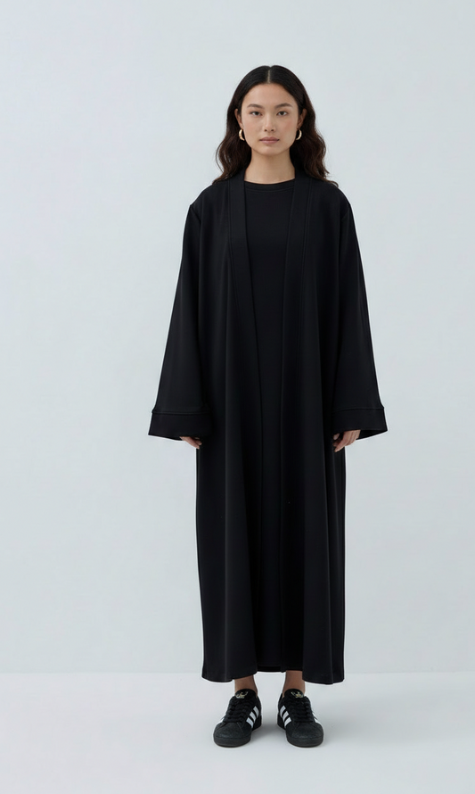 Jersey Cotton-Feel Two-Piece Abaya Set | Ramadan collection 2026 | Black