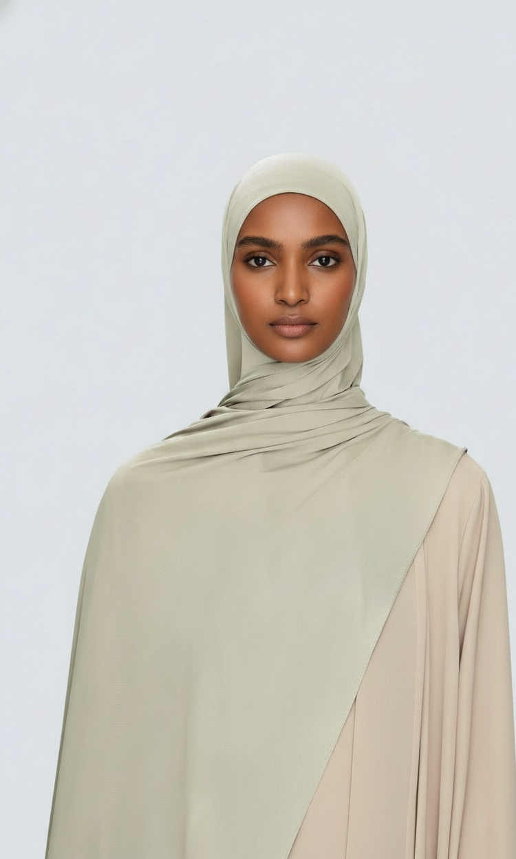 Liquid Jersey Scarf | Dutch Hijab | Taupe Sage