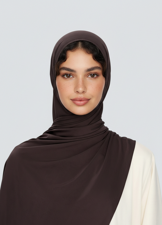 Liquid Jersey Scarf | Dutch Hijab | Deep Brown