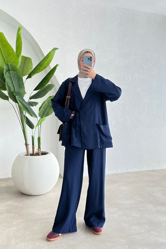 JUMANA KIMONO SET | HIJAB WORK COORD | NAvY BLUE