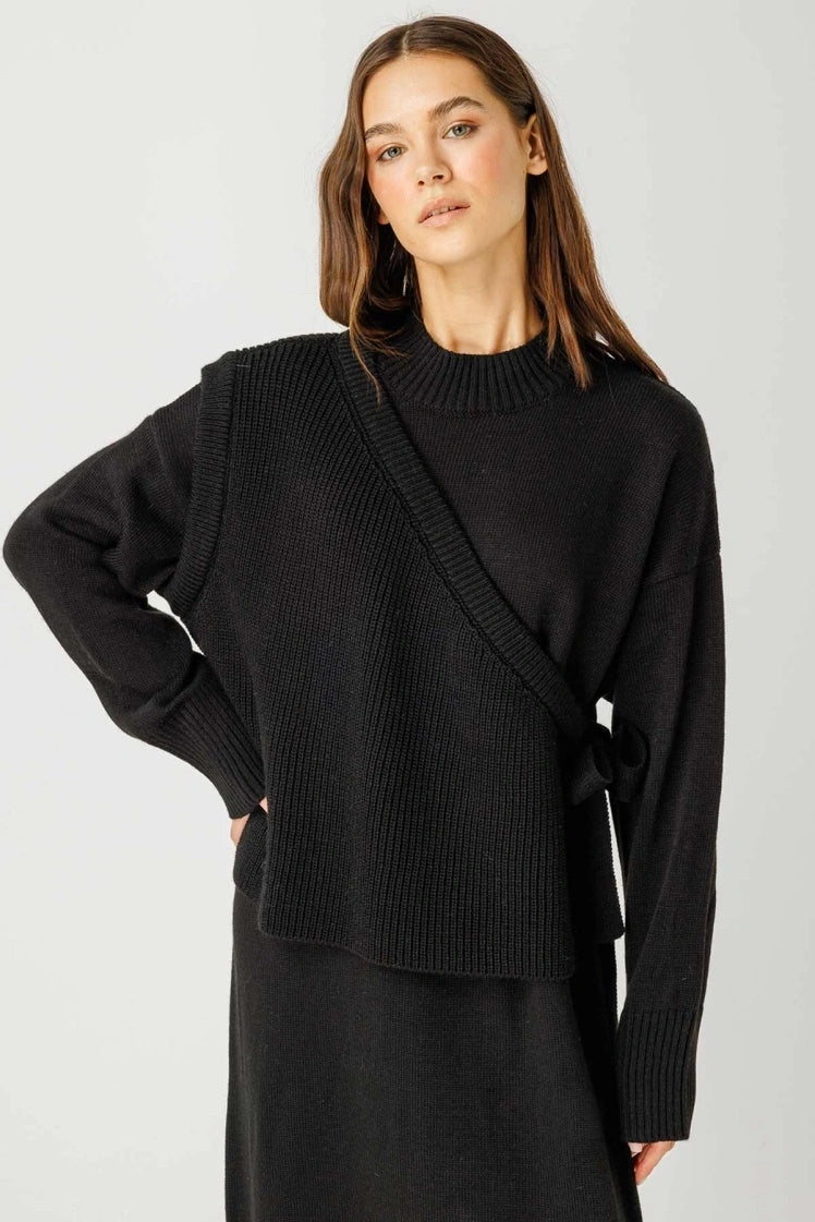 Handa Maxi Knit Dress With Vest | Deep Black