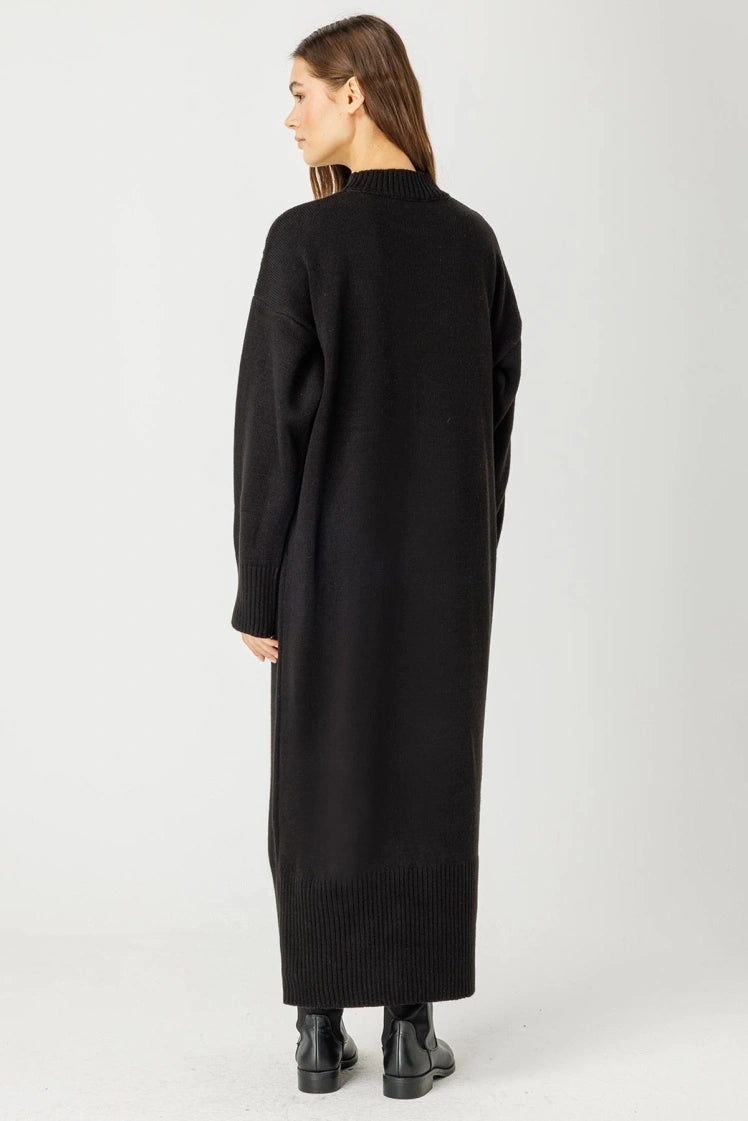 Handa Maxi Knit Dress With Vest | Deep Black