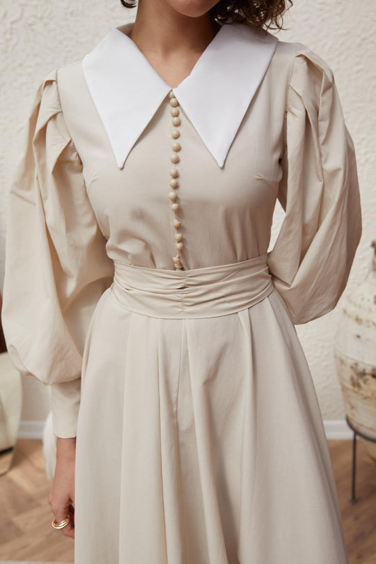 BELLE MODEST OCCASIONAL WAER DRESS | SAND STONE