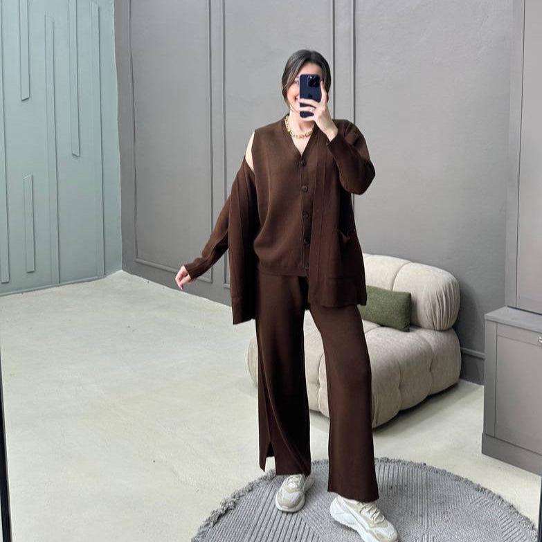 3 Piece Knitwear Set | Hijab outfit coord | Noor Brown