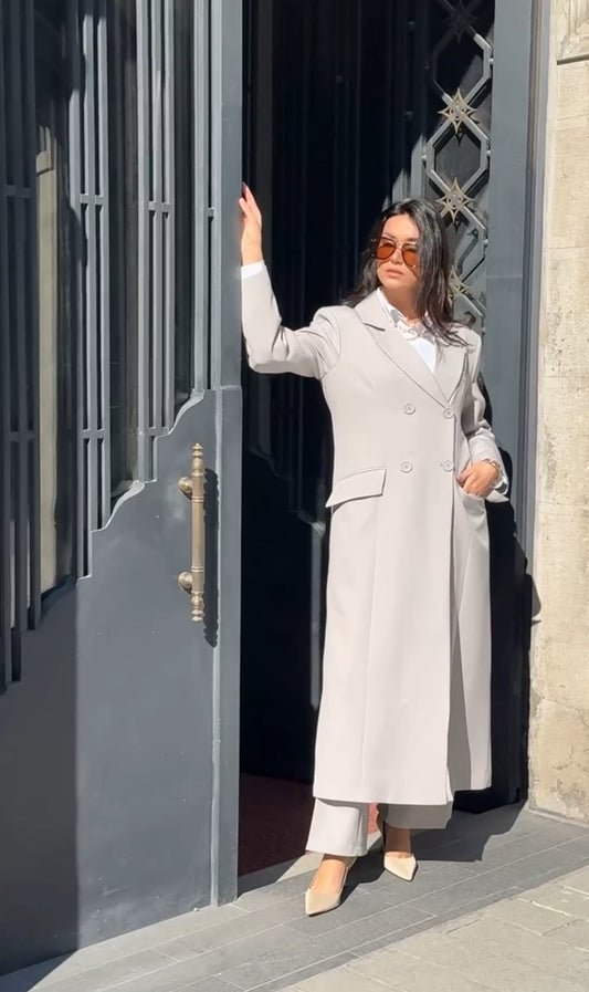 2 Piece Blazer Abaya Set | Abaya suit UK | Light Moon