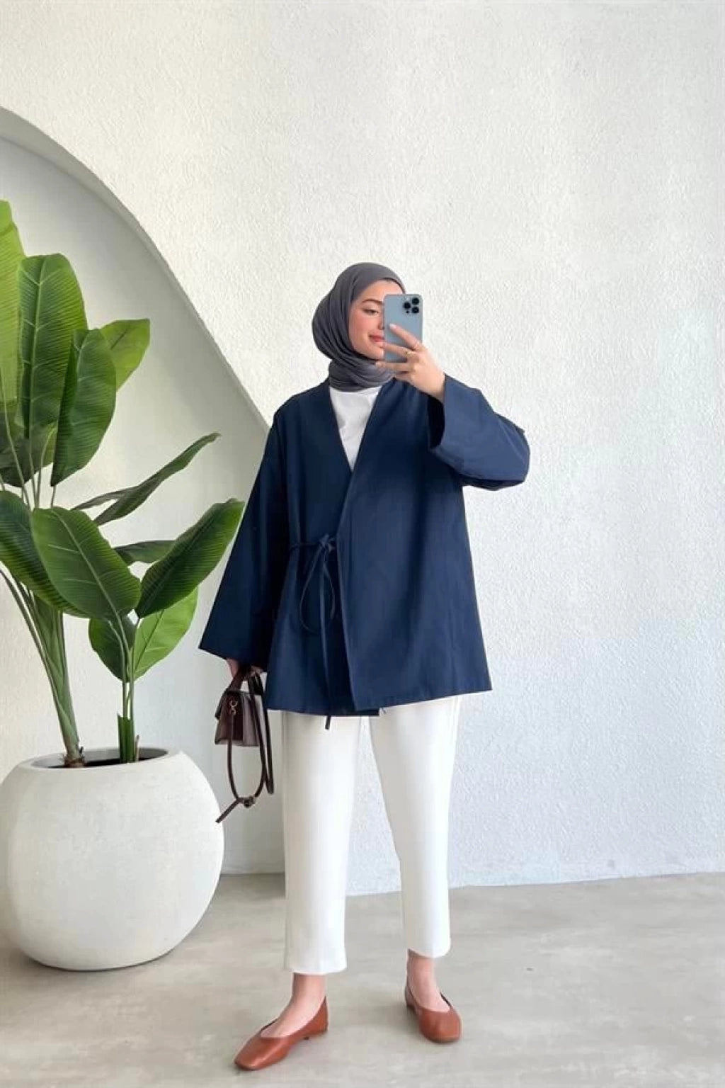 ARYA KIMONO WRAP TOP | Navy Blue