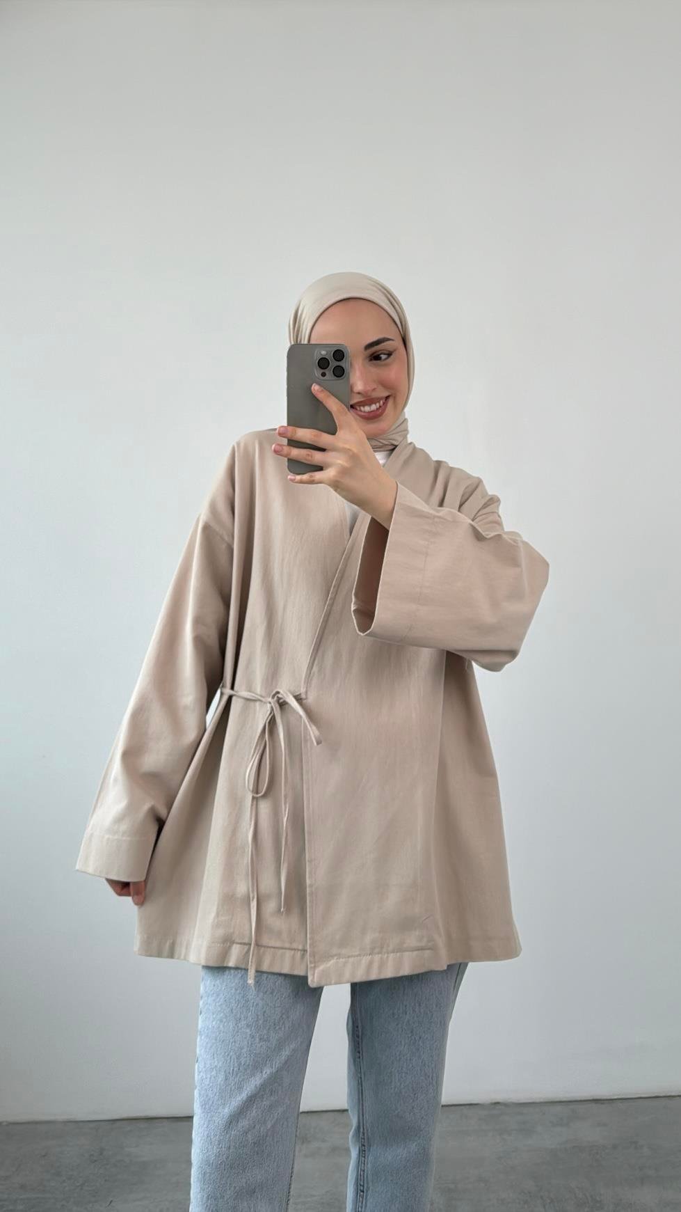 ARYA KIMONO WRAP TOP | Grey Taupe
