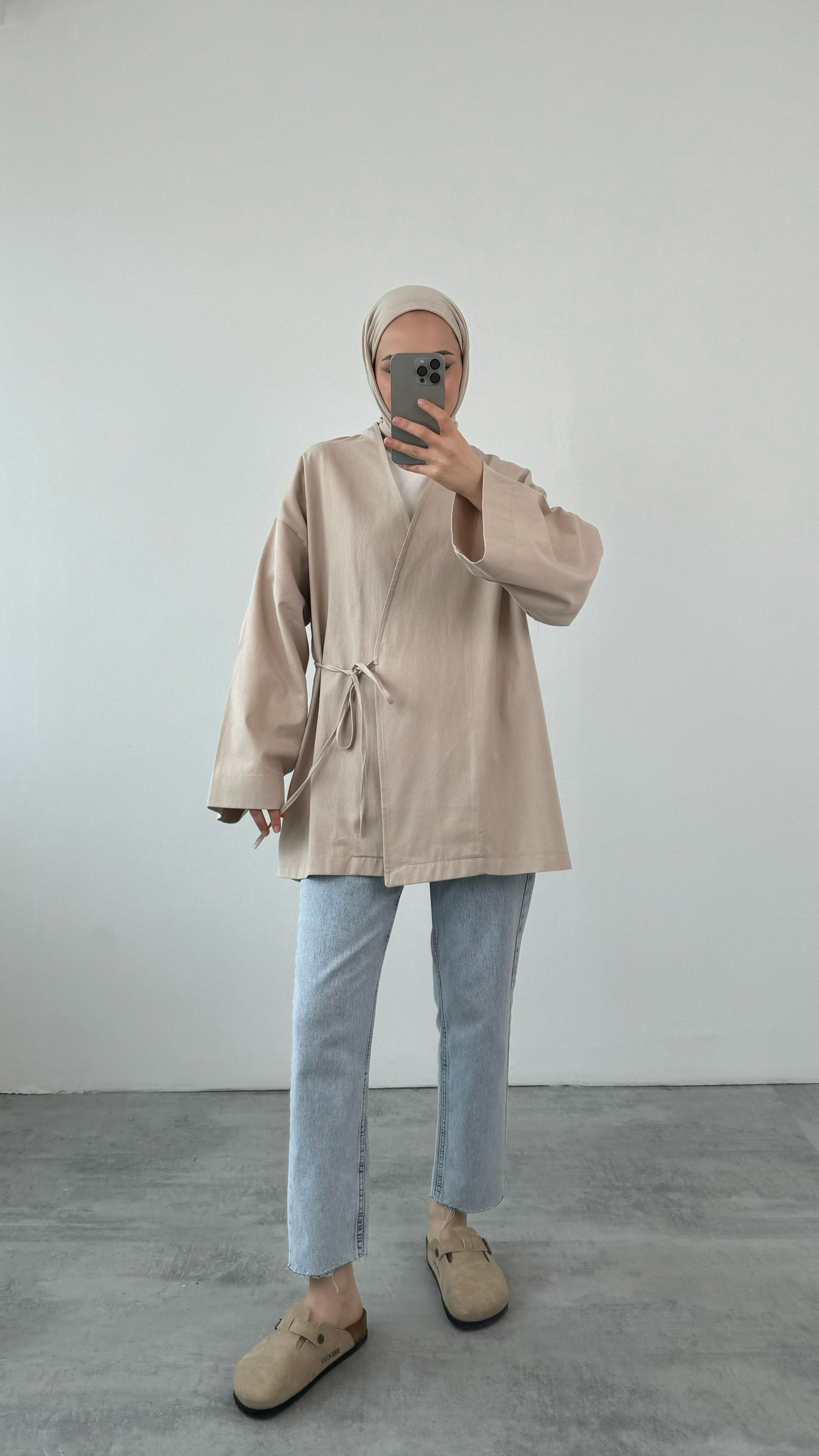 ARYA KIMONO WRAP TOP | Grey Taupe