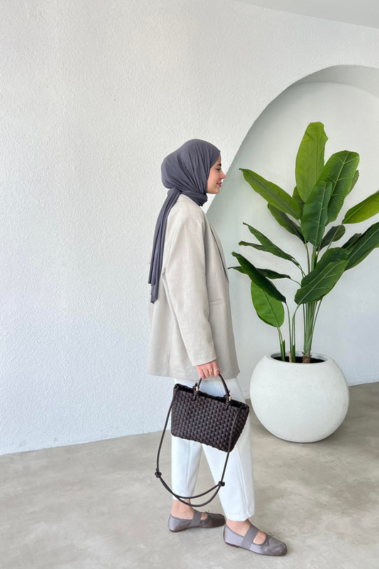 MILA LINEN BLAZER WOMEN | AESTHETIC TAUPE