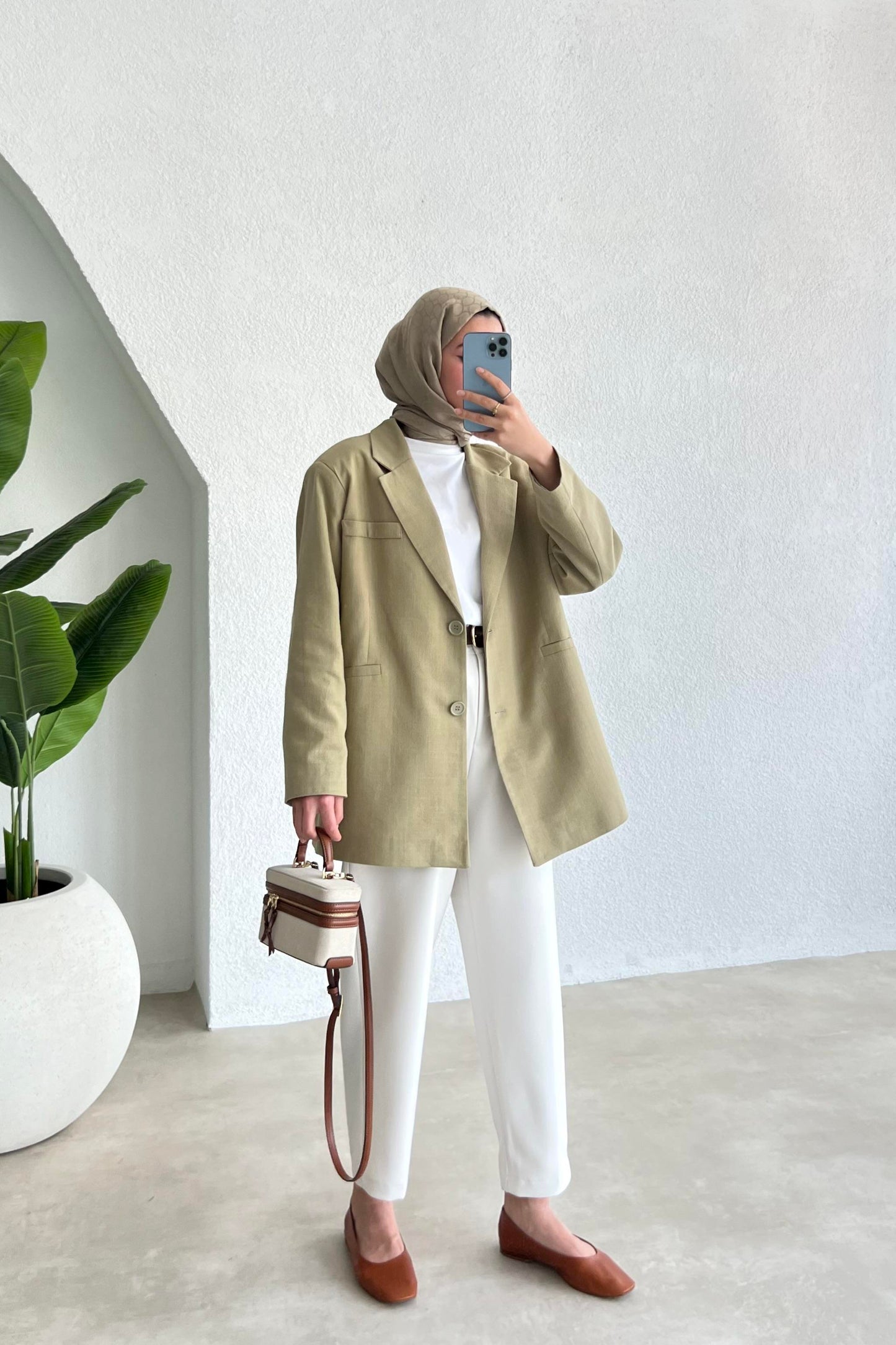 MILA LINEN BLAZER WOMEN | AESTHETIC GREEN
