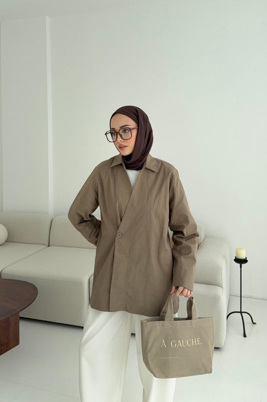 Raneem Structured Shirt Kimono | Dark Mink