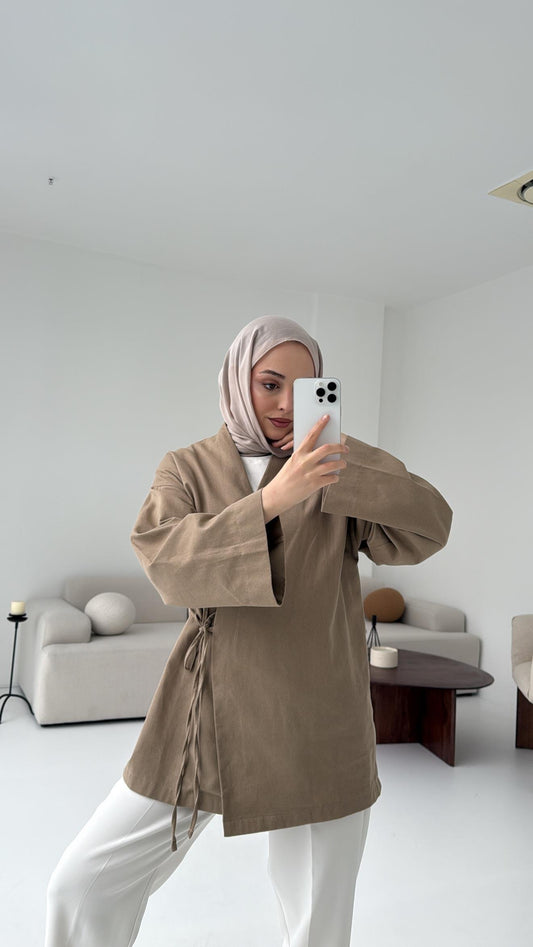 ARYA KIMONO WRAP TOP | Haze Mink