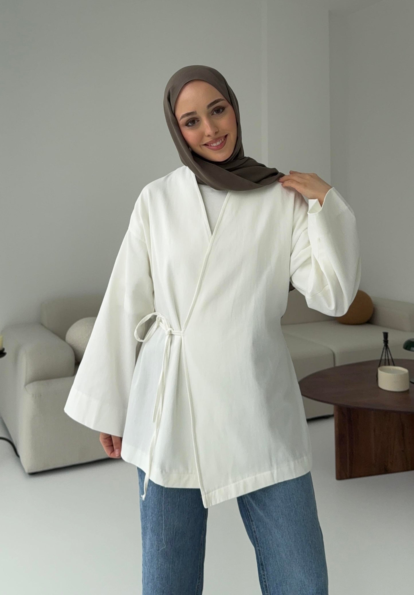 ARYA KIMONO WRAP TOP | White