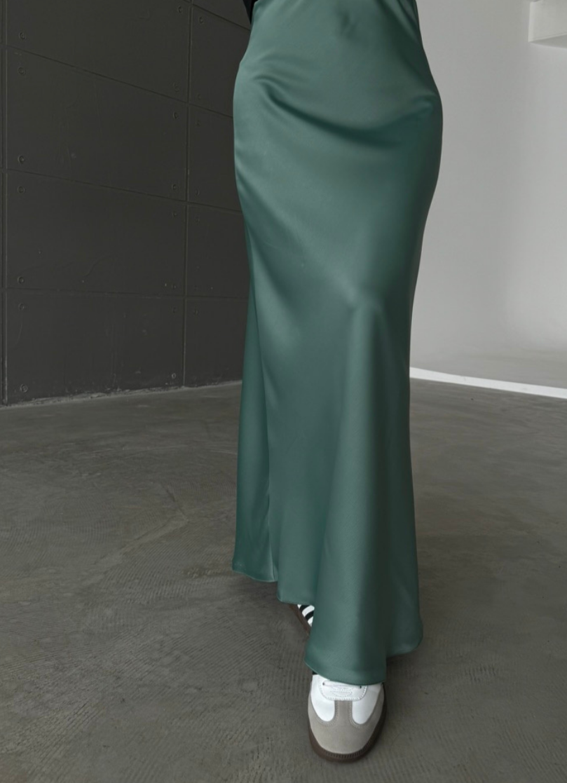 ZAINA MODEST MAXI SILK SKIRT | HIJAB MAXI SILK SKIRT | OCEAN GREEN