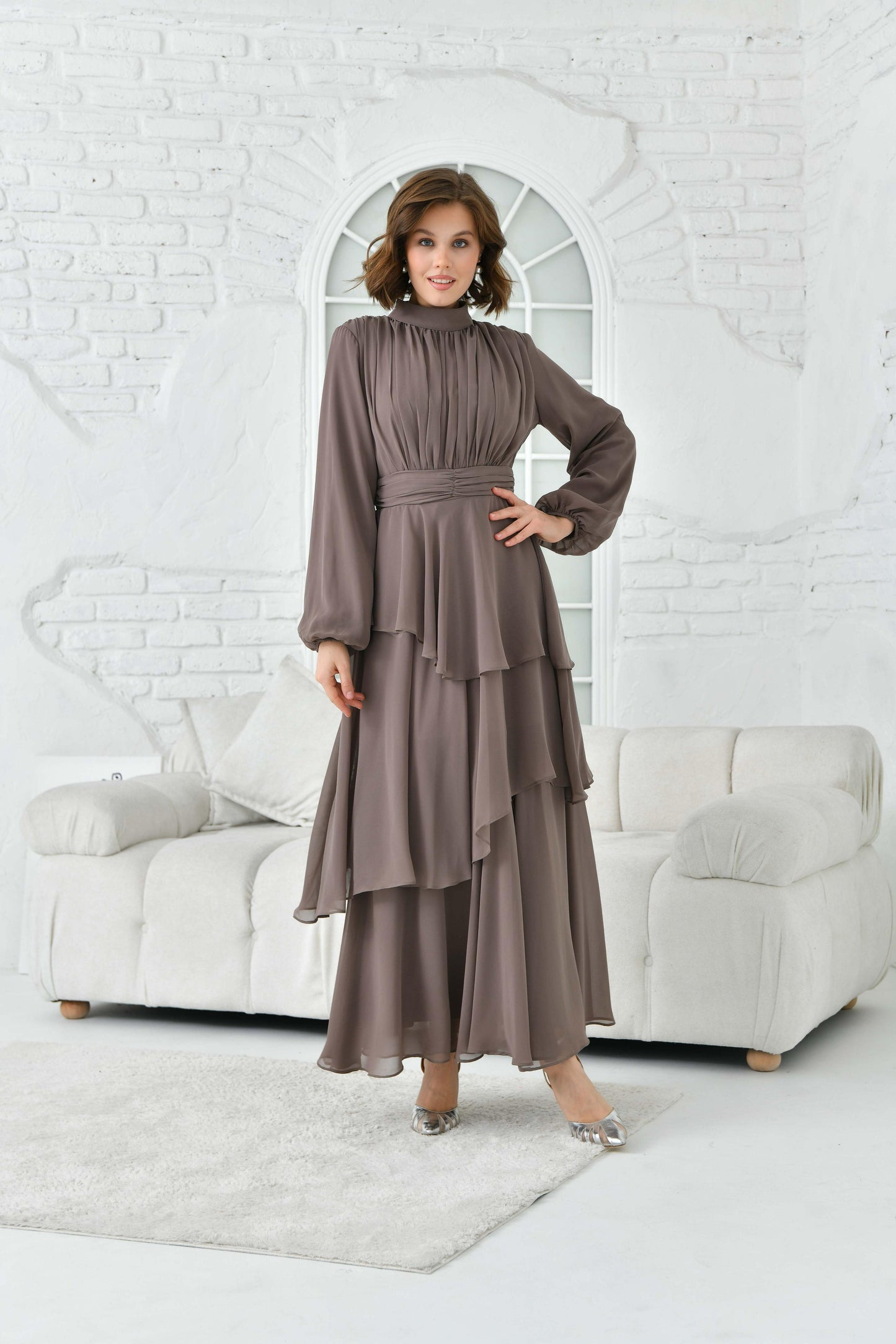 RAMA CHIFFON MAXI DRESS | DEEP TAUPE