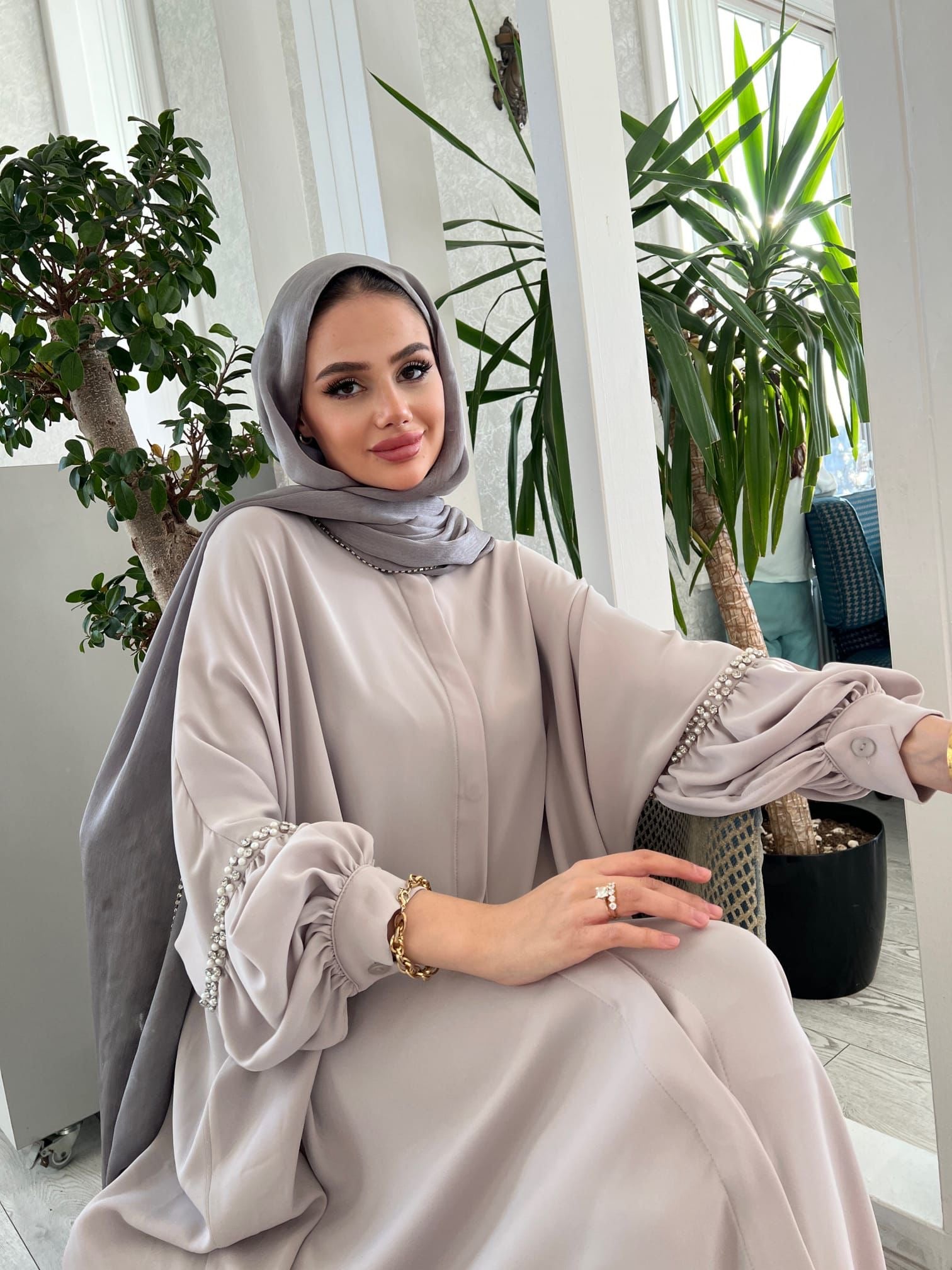 party abaya dress uk Black & White Crystal Abaya - Luxury Embellished Islamic Dress