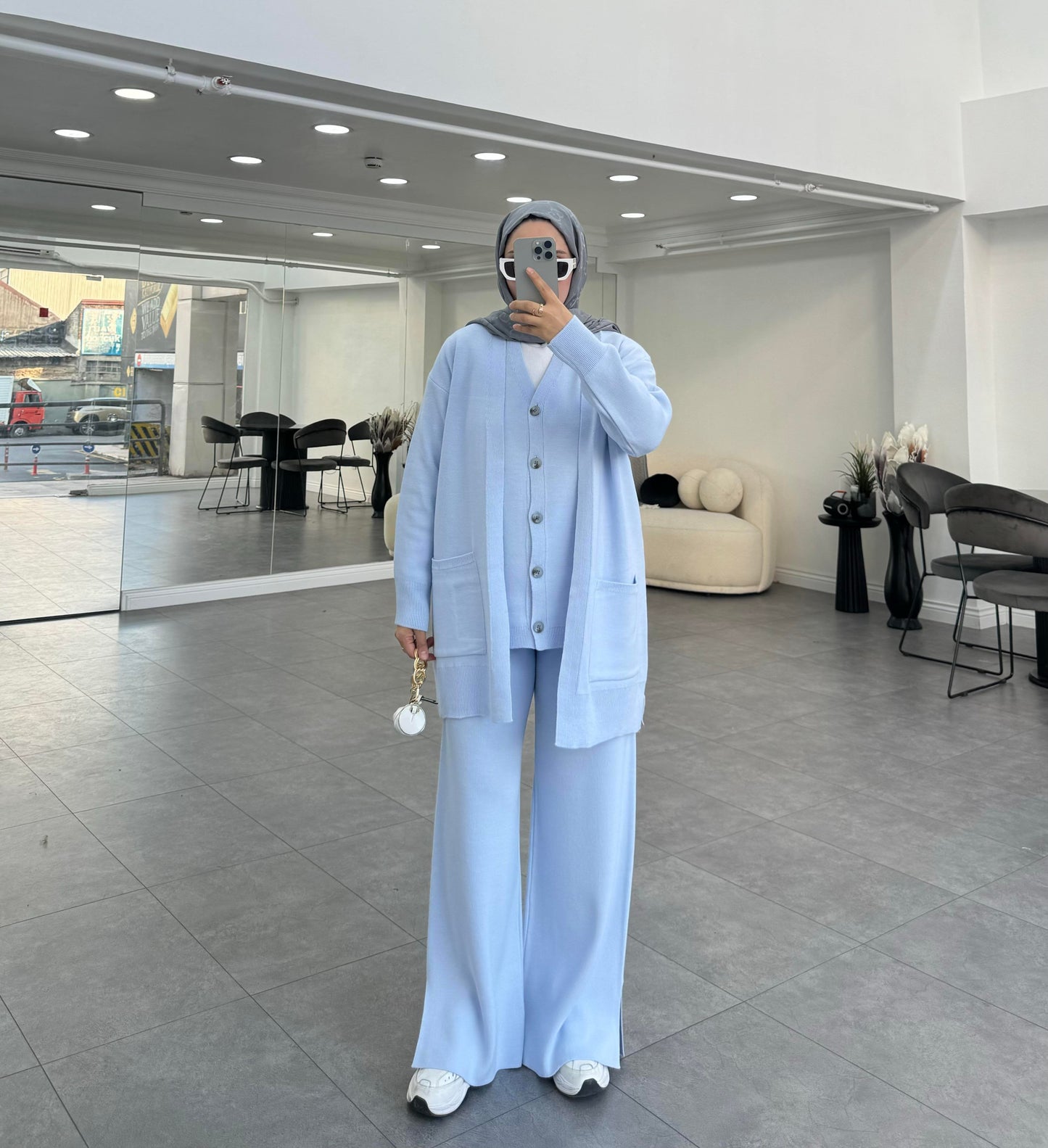 3 Piece Knitwear Set | Hijab outfit coord | Baby Blue