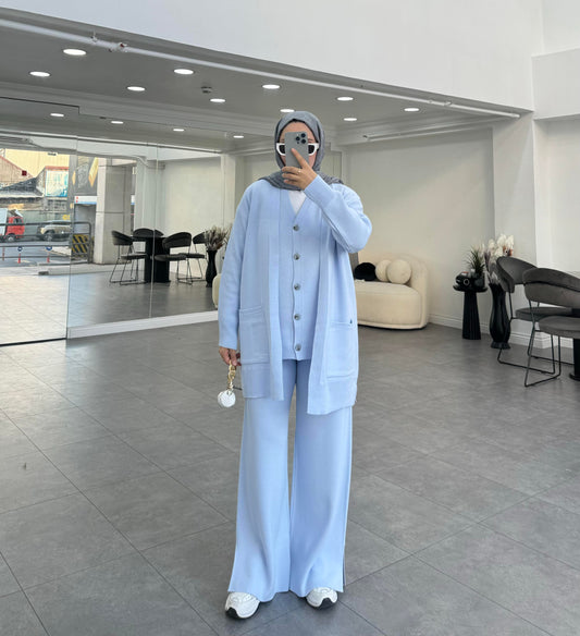 3 Piece Knitwear Set | Hijab outfit coord | Baby Blue
