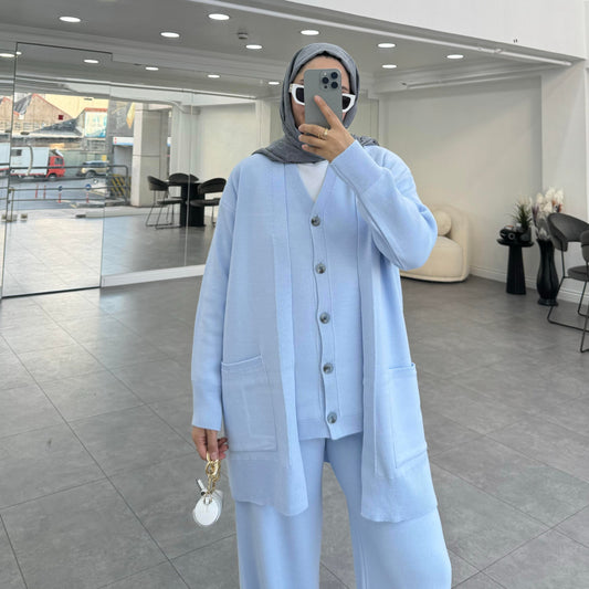 3 Piece Knitwear Set | Hijab outfit coord | Baby Blue