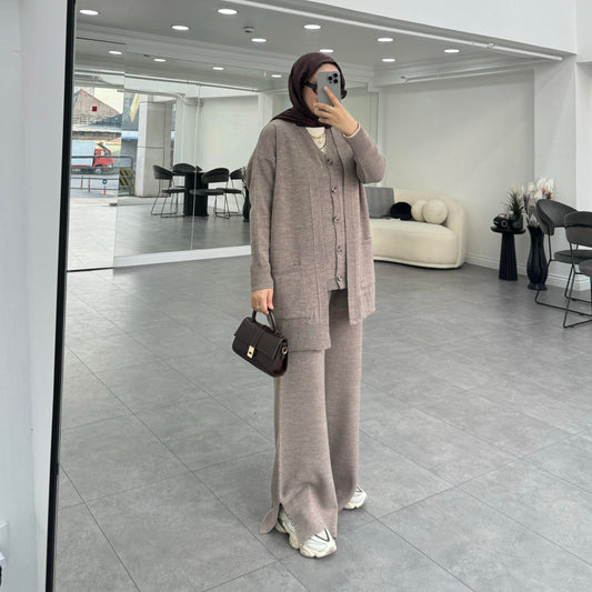 3 Piece Knitwear Set | Hijab outfit coord | Noor Hojicha