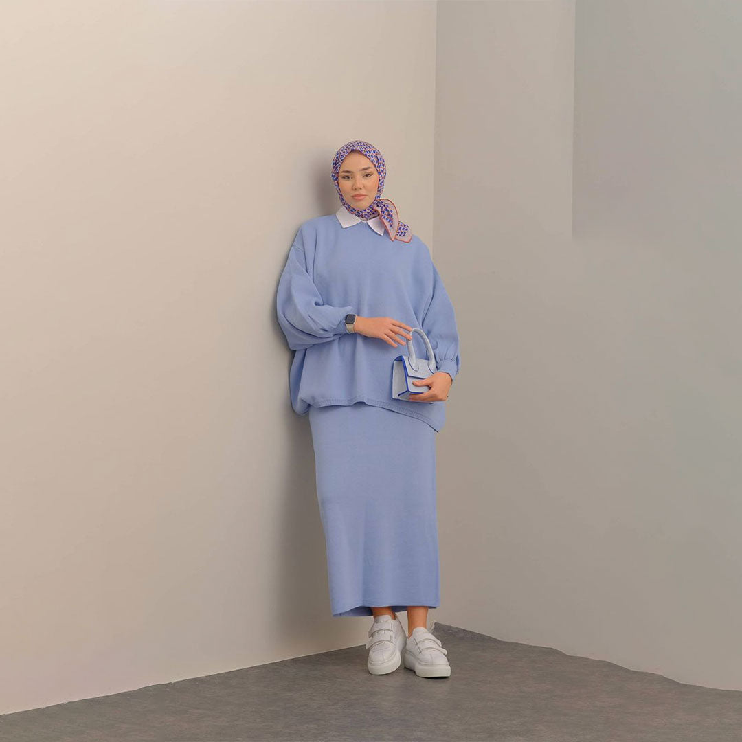 Hazal skirt co-ord set | Light Blue