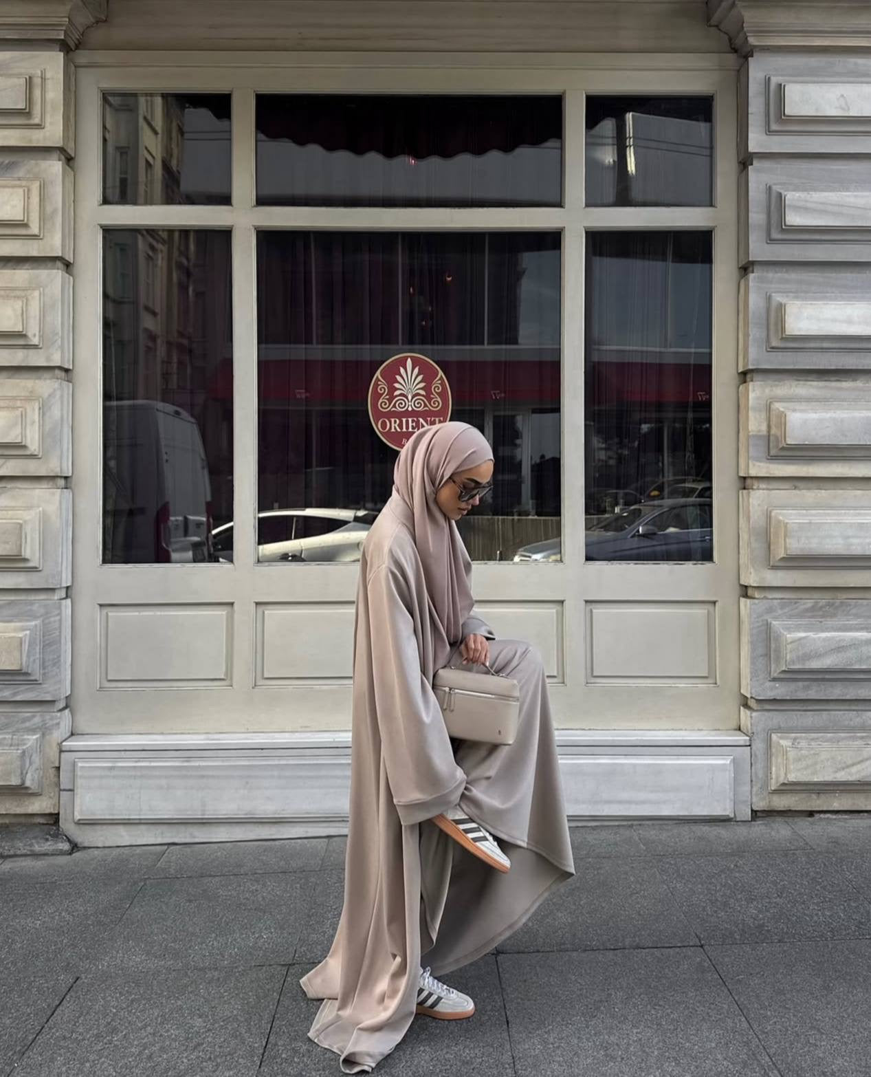 Jersey Essential Abaya Set |  Light Mocha