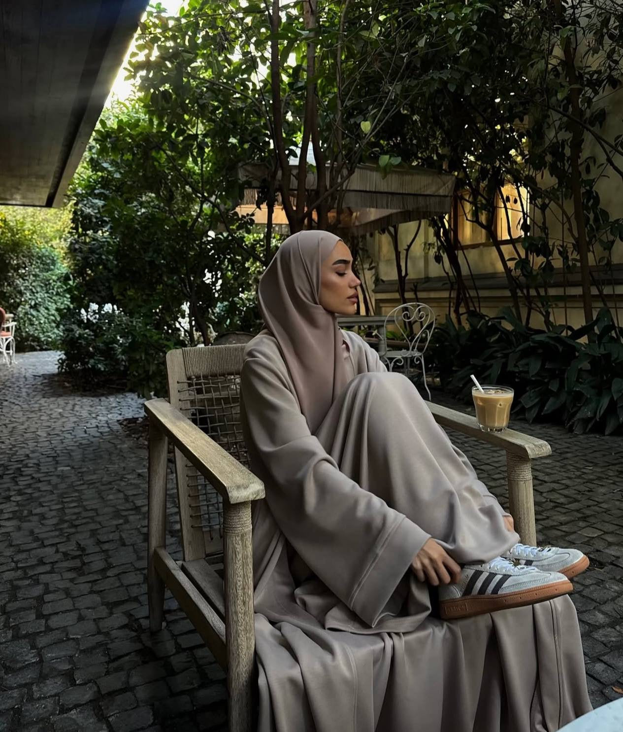 Jersey Essential Abaya Set |  Light Mocha