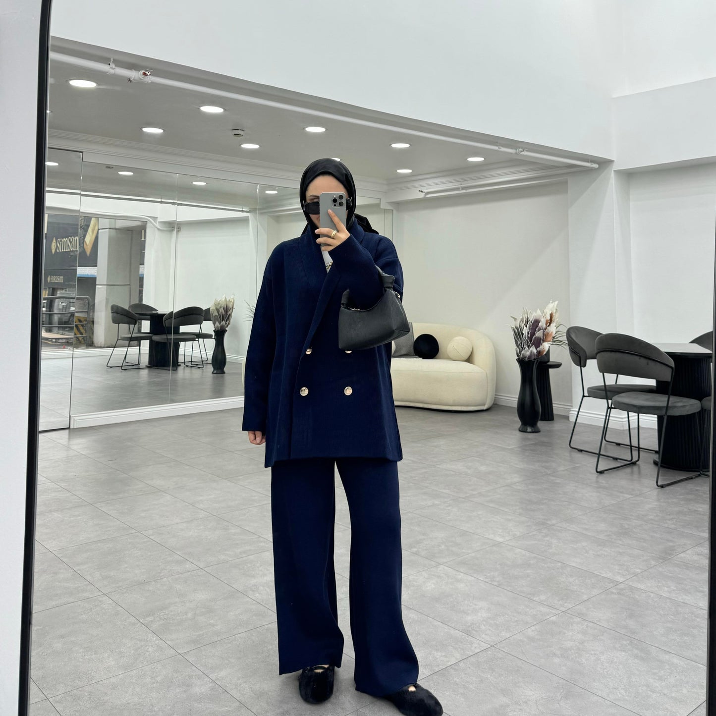 Cardigan trouser set | Trouser Coord for Hijab | Luna Navy Blue