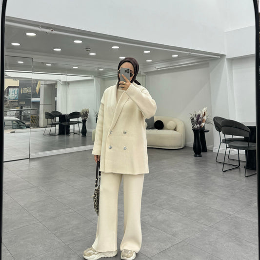 Cardigan trouser set | Trouser Coord for Hijab | Luna Cream