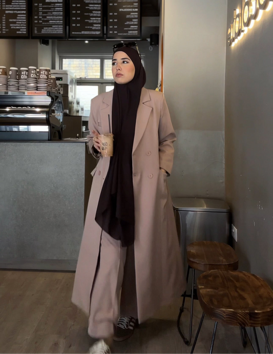 Melek 2 pcs Blazer Abaya Set | Abaya suit UK | Sand