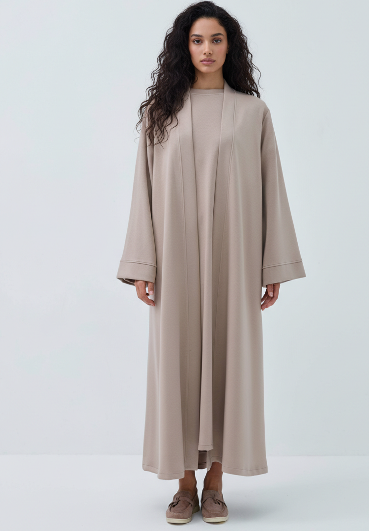 Jersey Essential Abaya Set |  Light Mocha