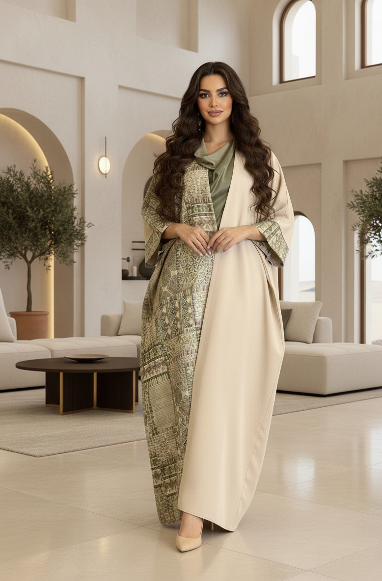 Sheikha Abaya Caftan Set | Fancy Eid Abaya Uk| Emarati Dubai Abaya | Zaytoun