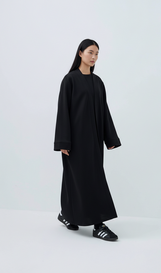 Jersey Cotton-Feel Two-Piece Abaya Set | Ramadan collection 2026 | Black