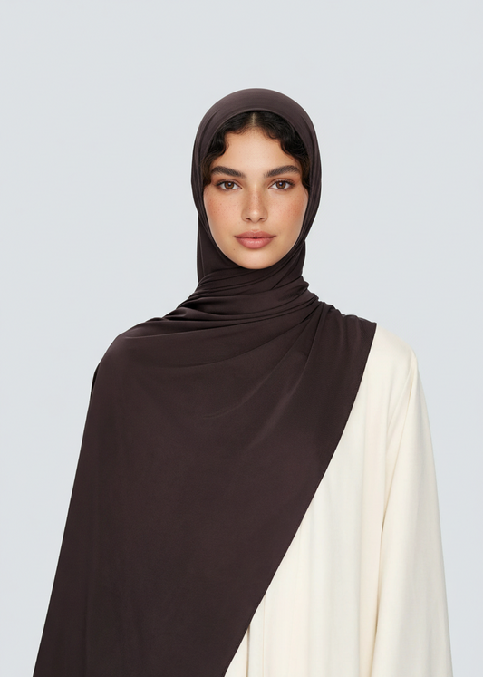 Liquid Jersey Scarf | Dutch Hijab | Deep Brown