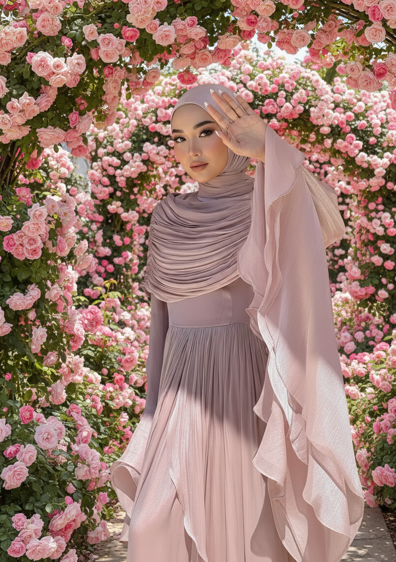 Serene Pleated Modest Occasion-wear Dress | ChestnutBrown