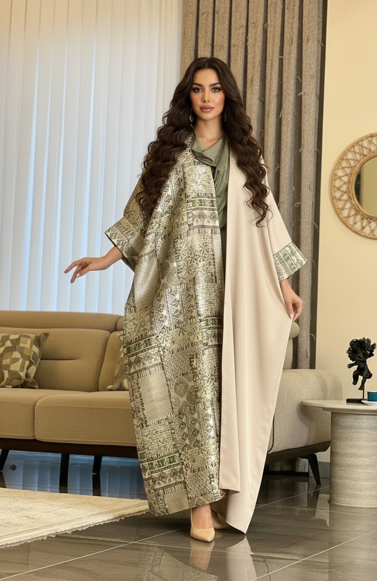Sheikha Abaya Caftan Set | Fancy Eid Abaya Uk| Emarati Dubai Abaya | Zaytoun