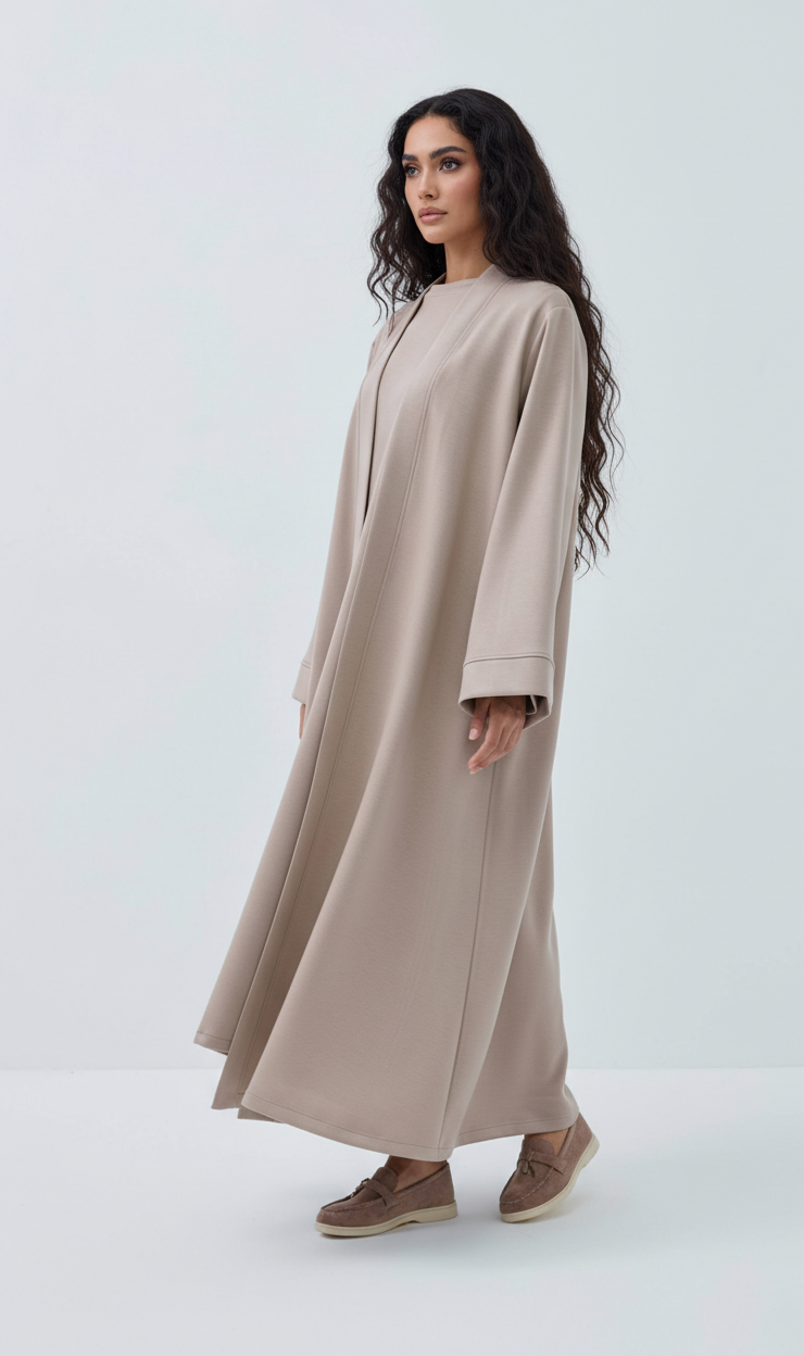 Jersey Essential Abaya Set |  Light Mocha