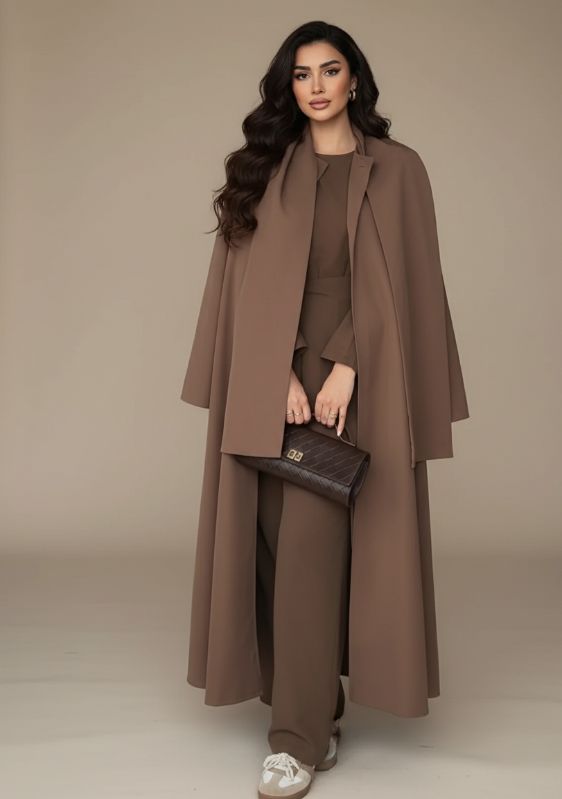 Trench Abaya  Brown