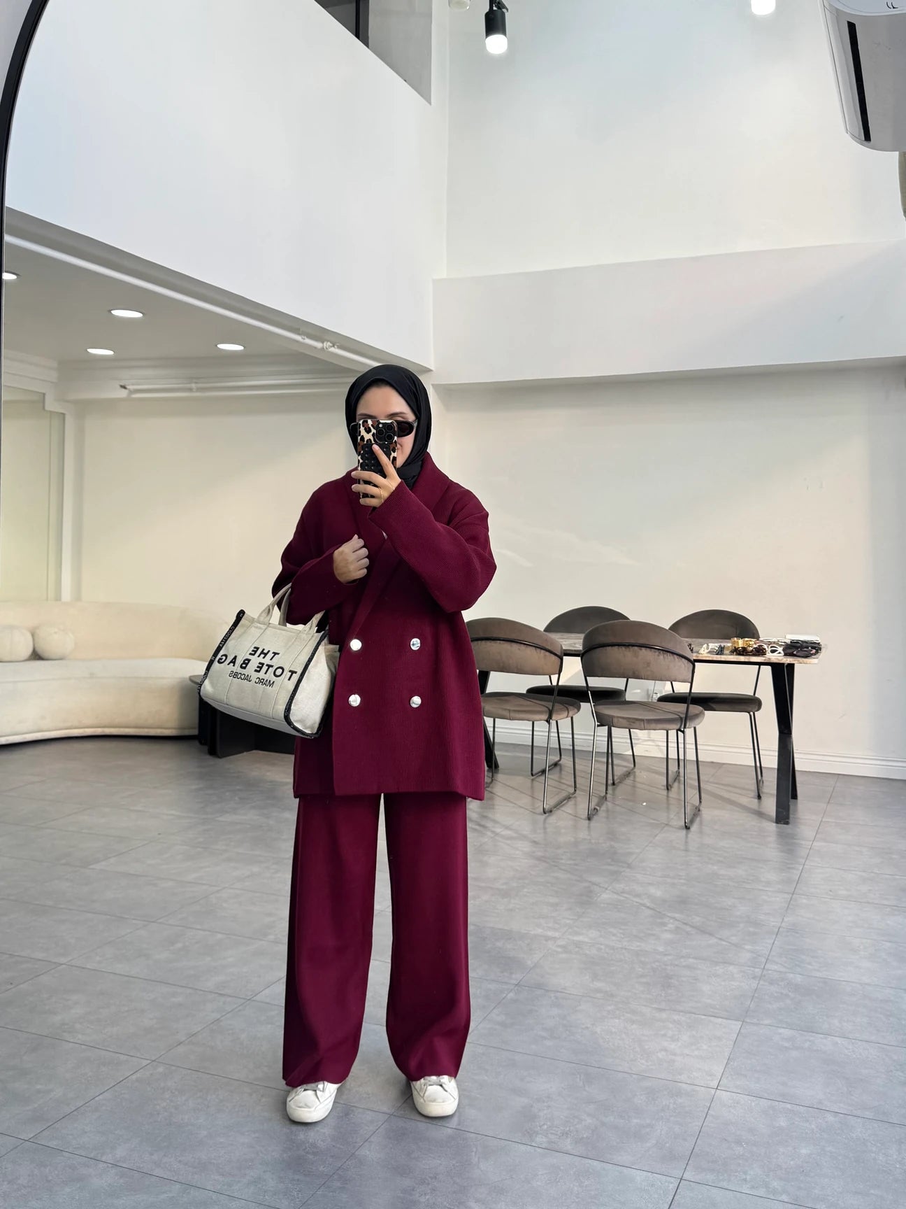 Cardigan trouser set | Trouser Coord for Hijab | Bordeaux