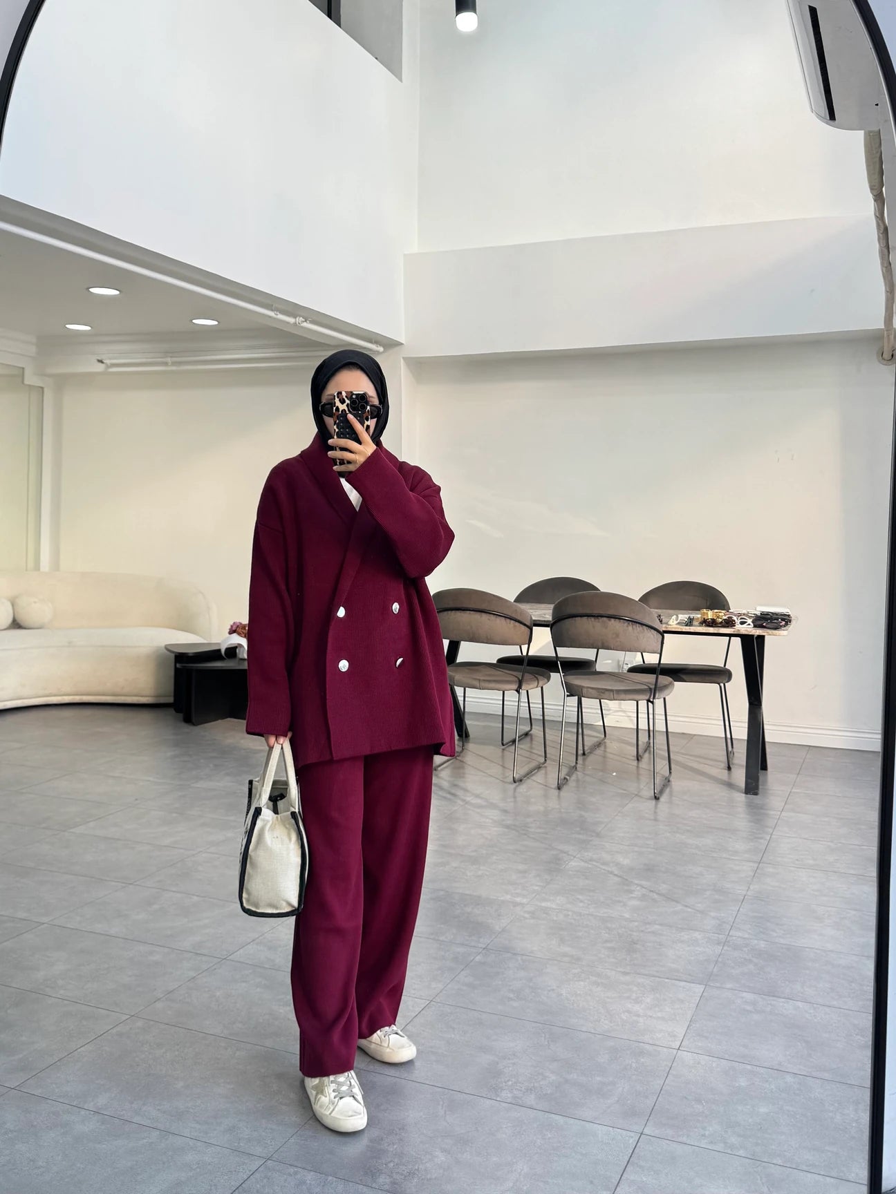 Cardigan trouser set | Trouser Coord for Hijab | Bordeaux