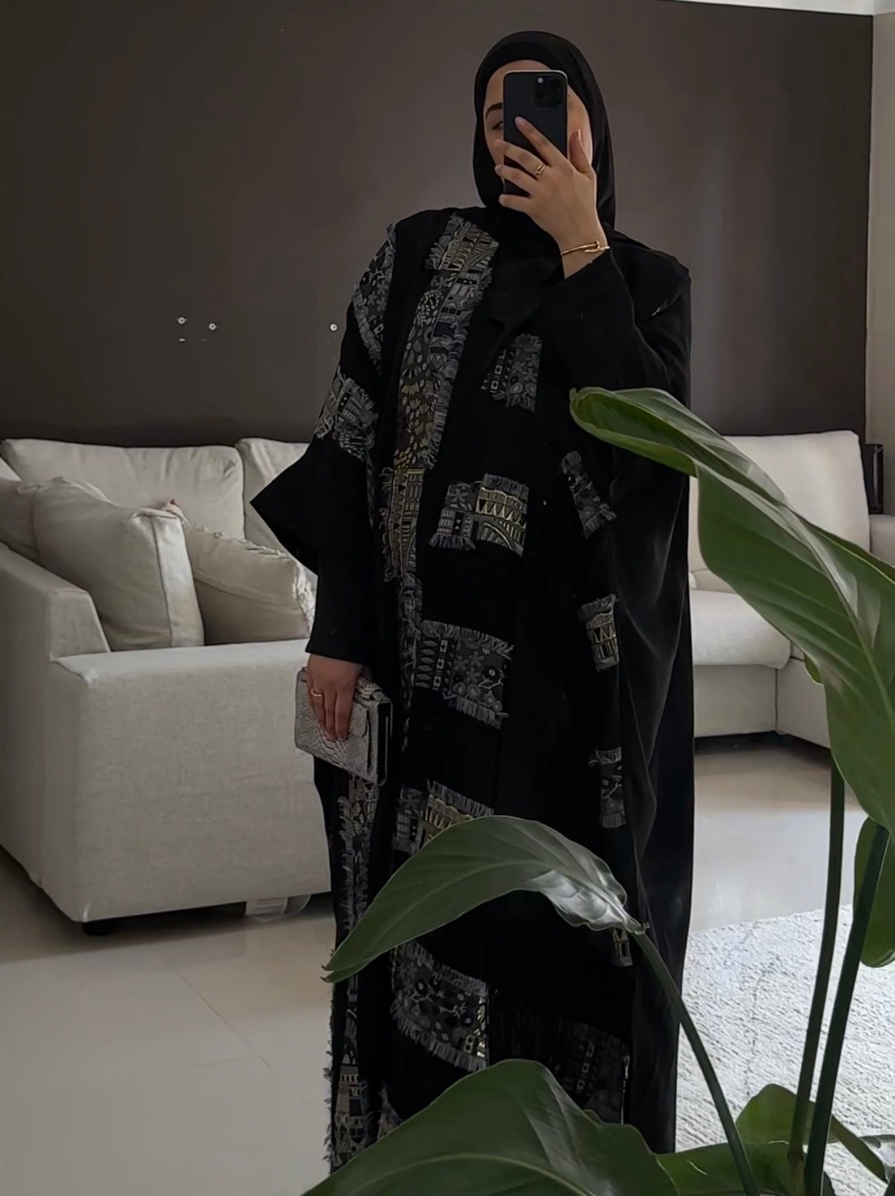 Sheikha Chiffon Abaya Caftan Set | Fancy Eid Abaya Uk| Emarati Dubai Abaya | Galaxy Blue