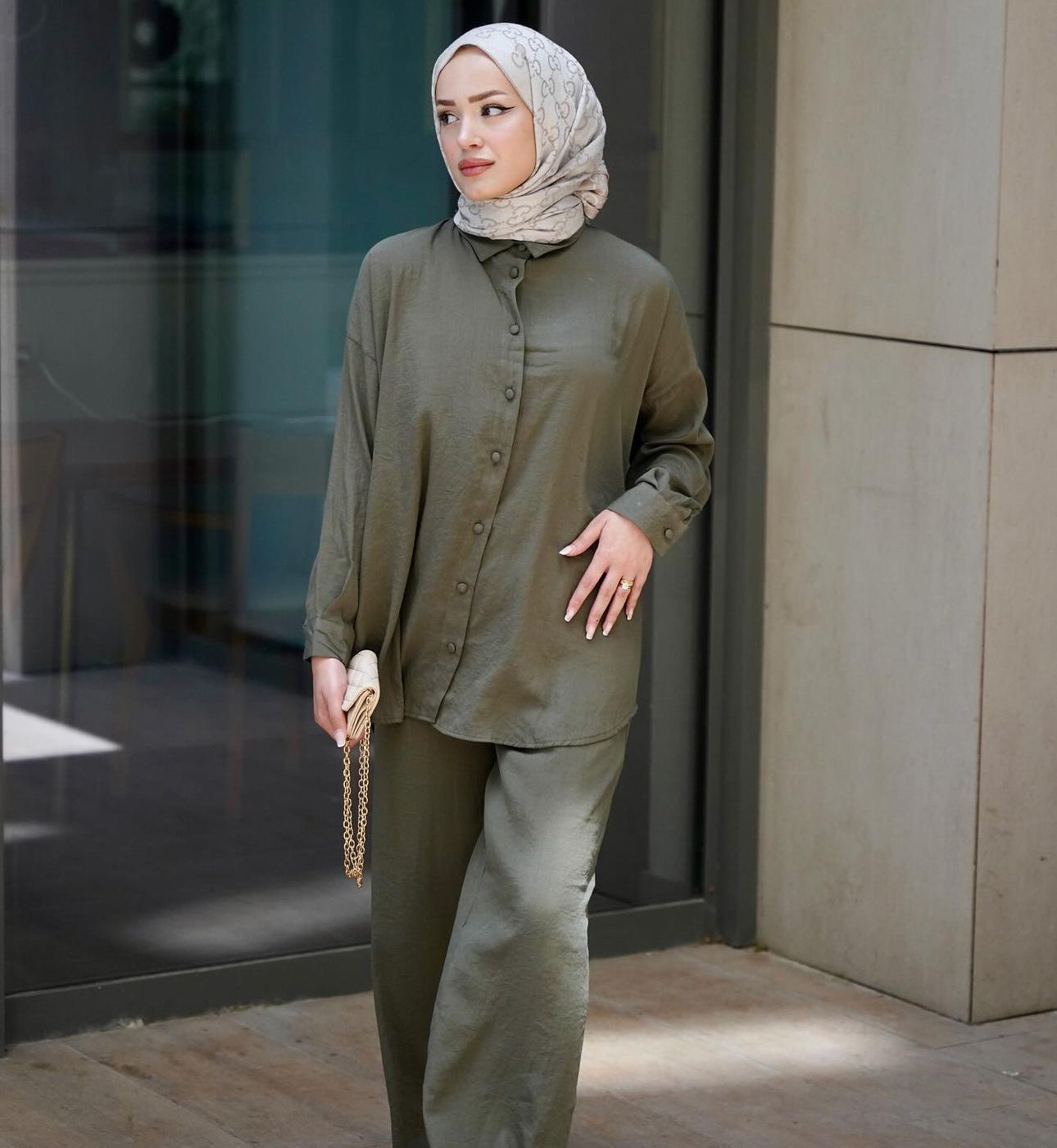 JULIA MODAL TROUSERS COORD | HIJAB TROUSERS COORD | DARK KHAKI