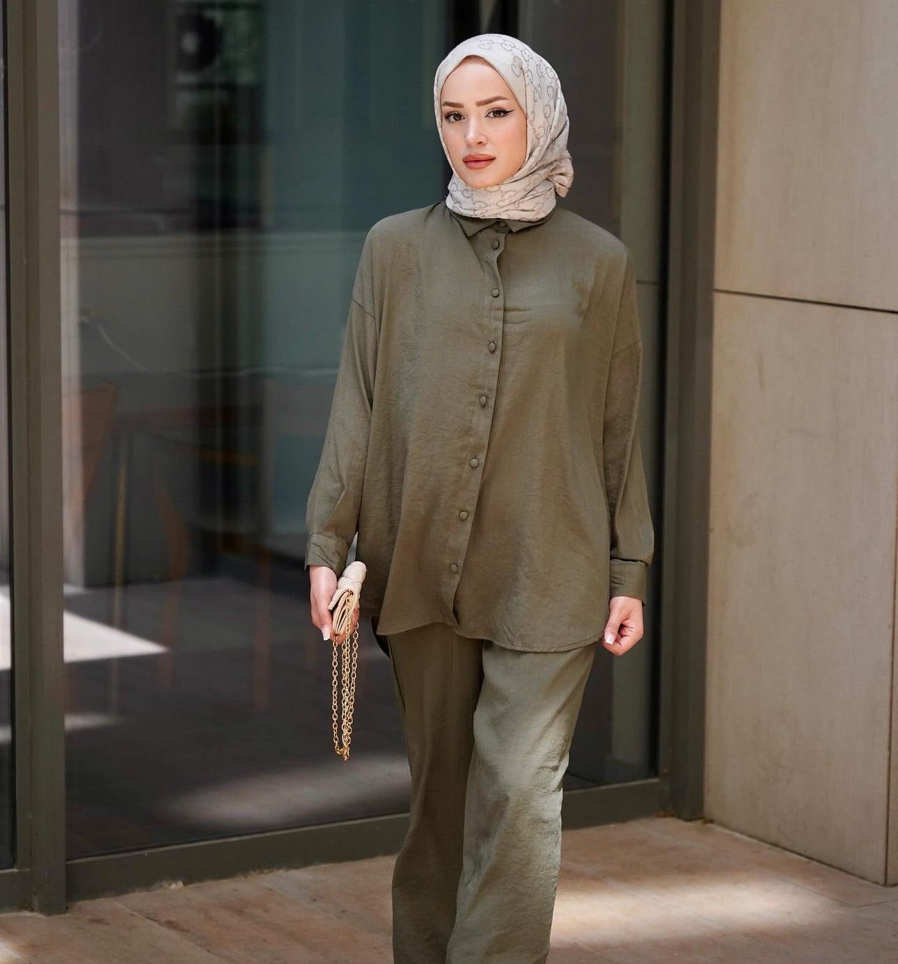 JULIA MODAL TROUSERS COORD | HIJAB TROUSERS COORD | DARK KHAKI