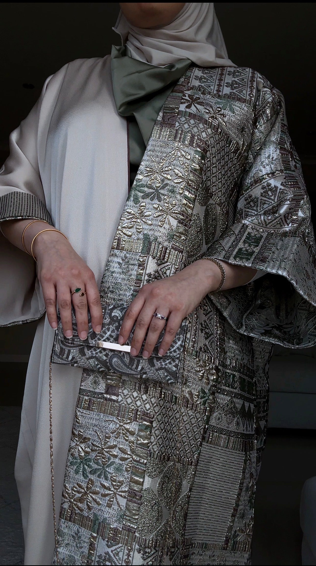 Sheikha Chiffon Abaya Caftan Set | Fancy Eid Abaya Uk| Emarati Dubai Abaya | Galaxy Blue