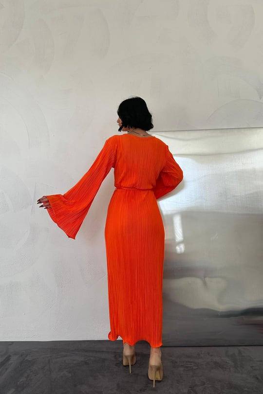 BISAN WIDE PLISSE  DRESS | SUNSET BLUSH
