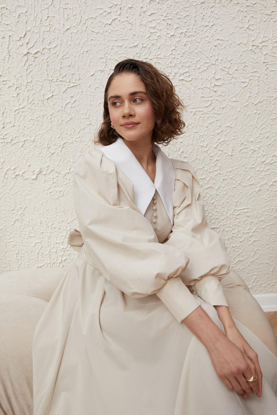 BELLE MODEST OCCASIONAL WAER DRESS | SAND STONE